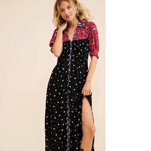 Free People Nora Midi Button Up Floral Dress